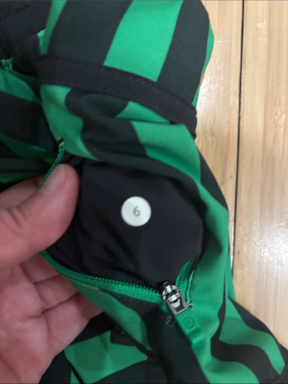 lululemon athletica Seawheeze Tracker Short 4’ Green and Black Striped Run Short - Picture 6 of 6